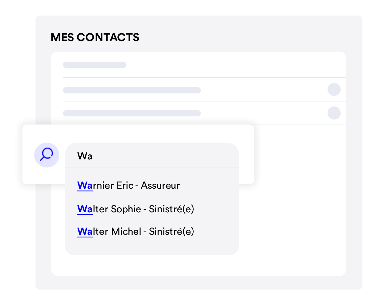 Rechercher les contacts d'un sinistre