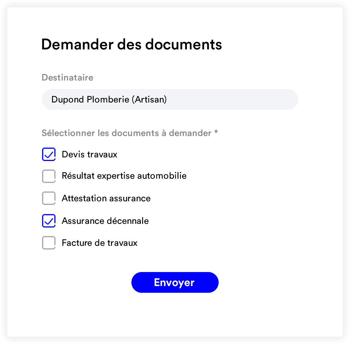 Demande de documents sinistres